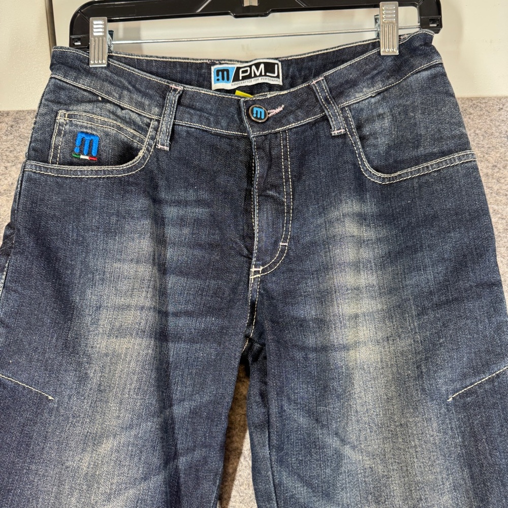 PMJ Motorcycle Jeans Blue Slim Fit Kevlar Riding Pants Size 27 Moto Padded Knee - Picture 11 of 16